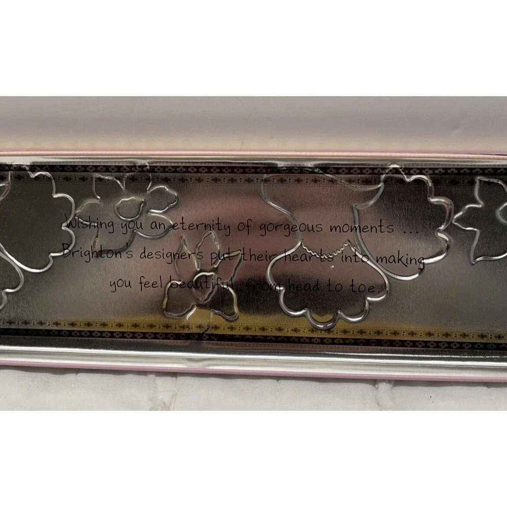 Brighton Pink Floral Paisley Decorative Rectangular Jewelry Tin Gift Box 9x2.5